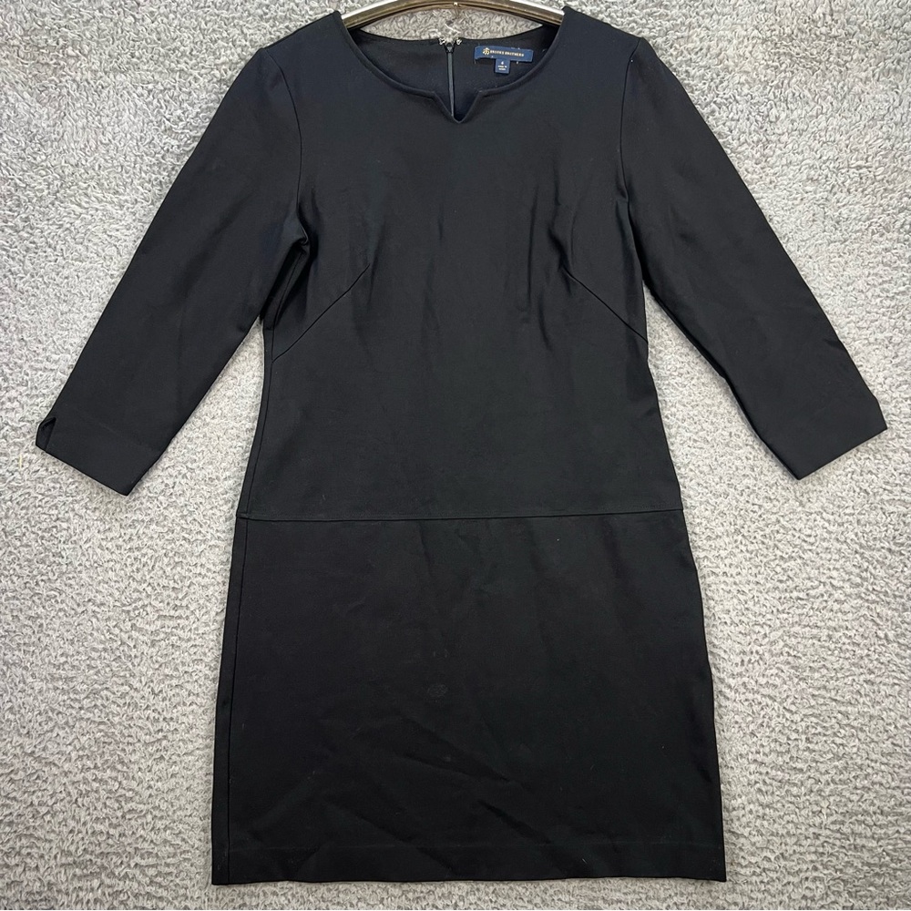 Brooks Brothers Sheath Dress Womens‎ 6 Drop Waist 3/4 Sleeves Black LBD Work EUC